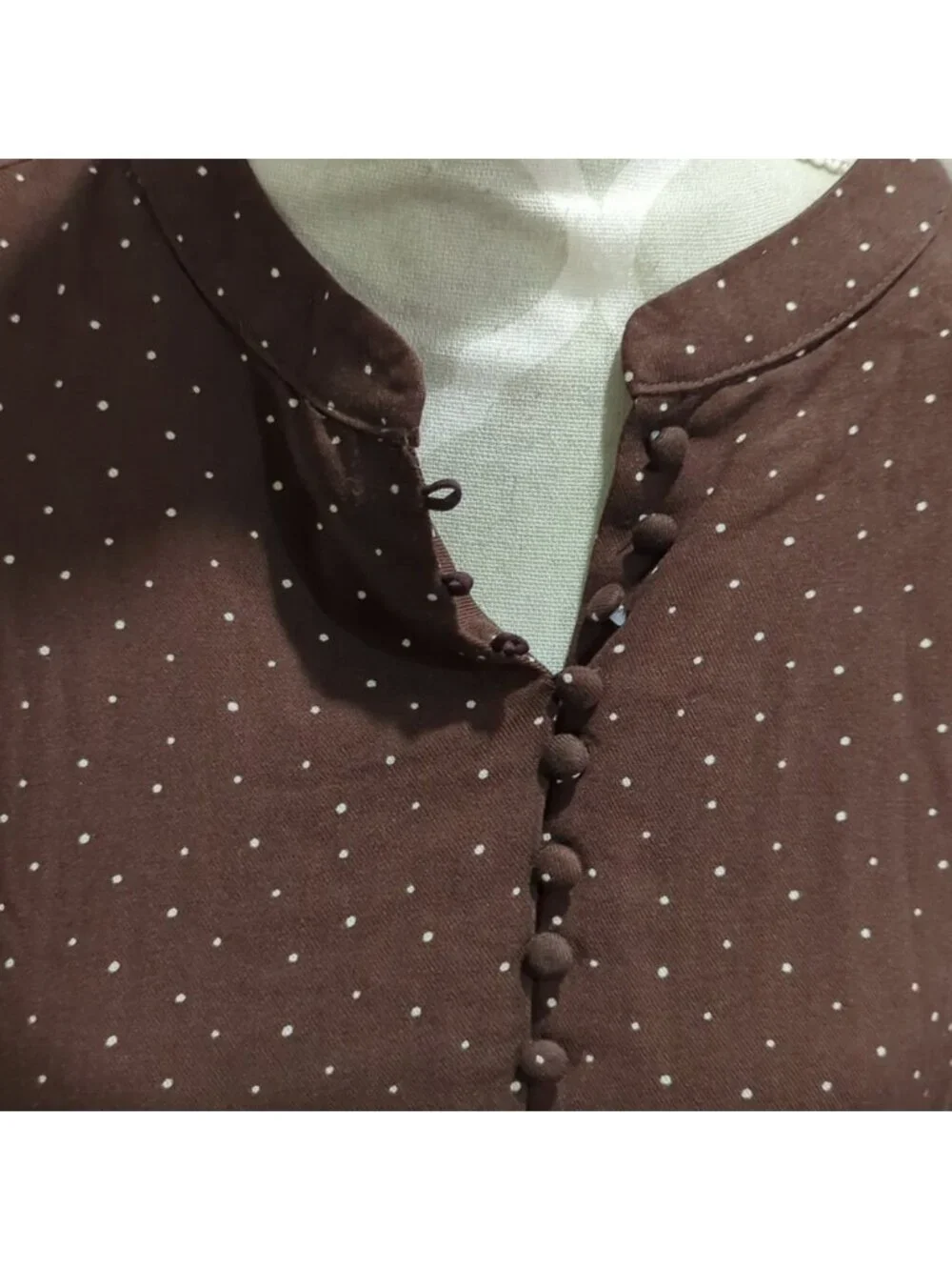 Selected Femme Brown Polka dot 1/2 button up blouse